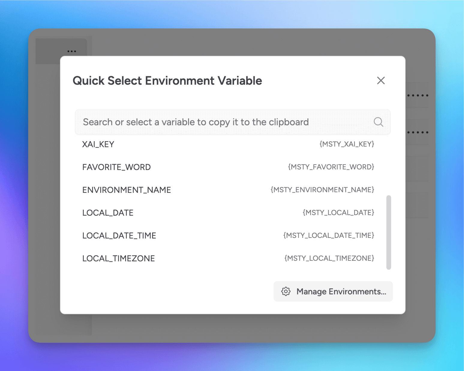 env dynamic variables