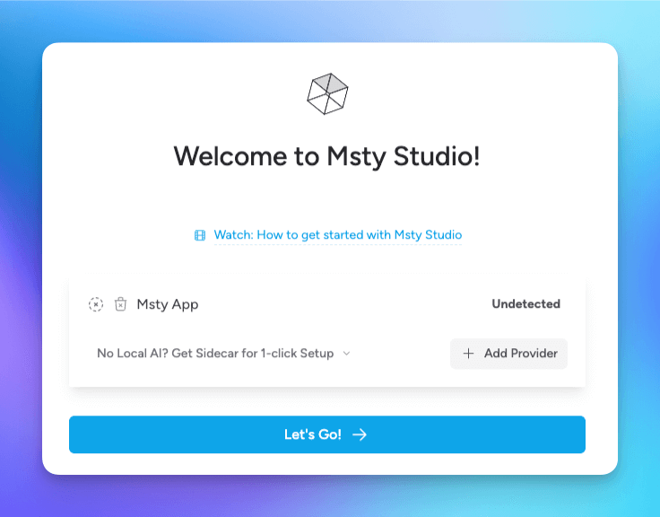 Msty Studio Initial Setup