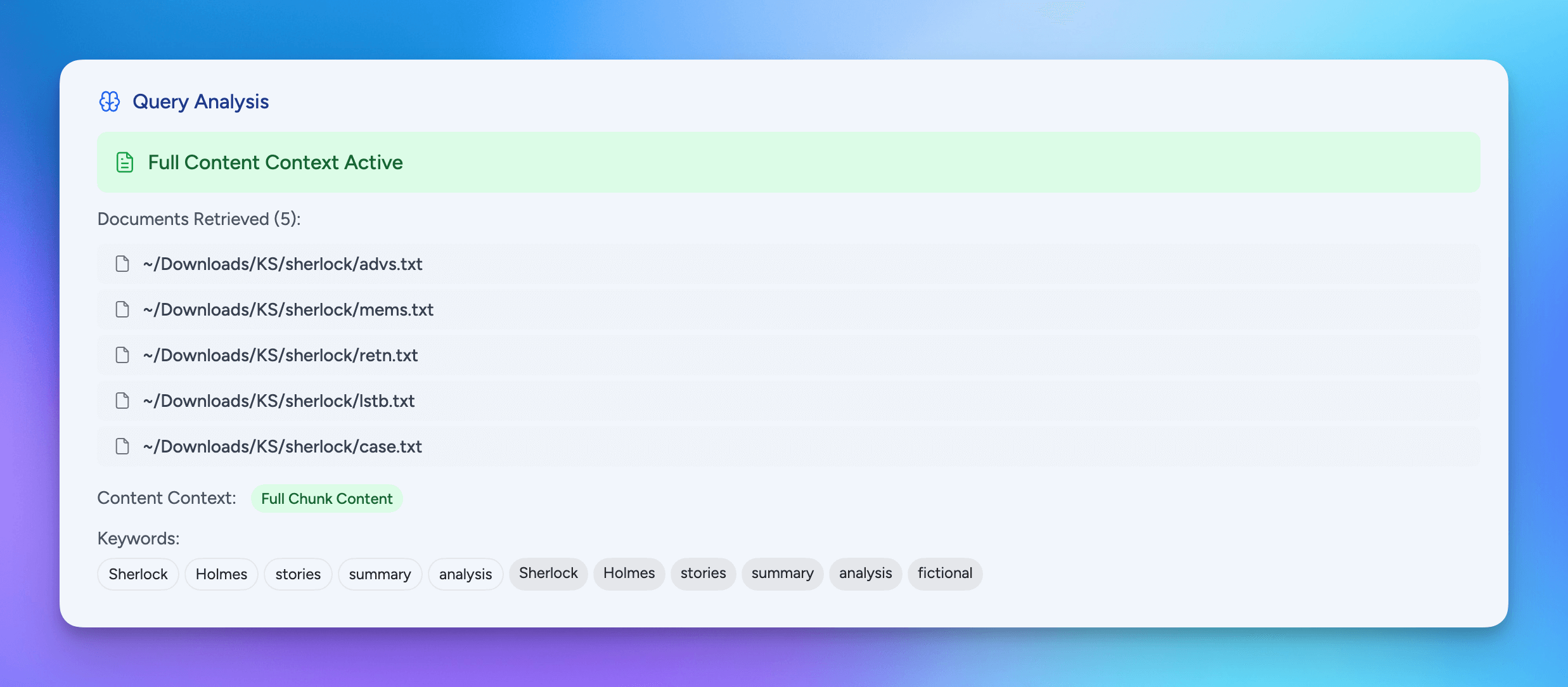 knowledge stacks query analysis