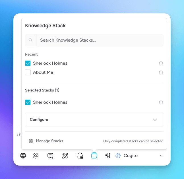 knowledge stacks enabled in chat