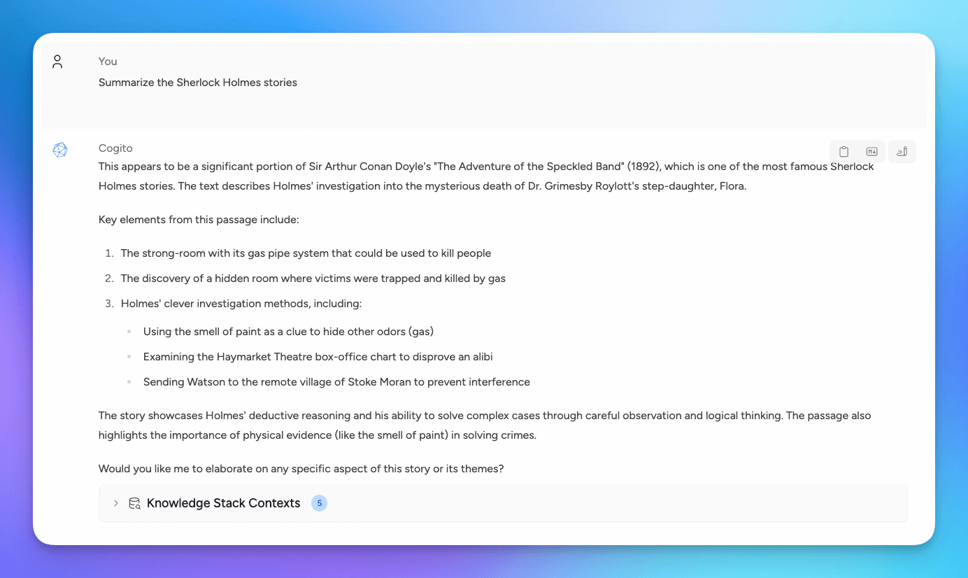 knowledge stacks chat response