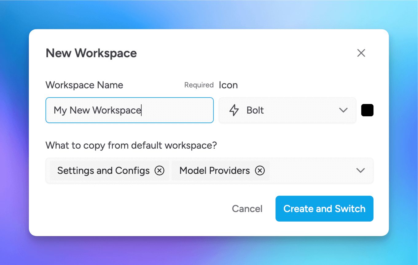 Add new workspaces