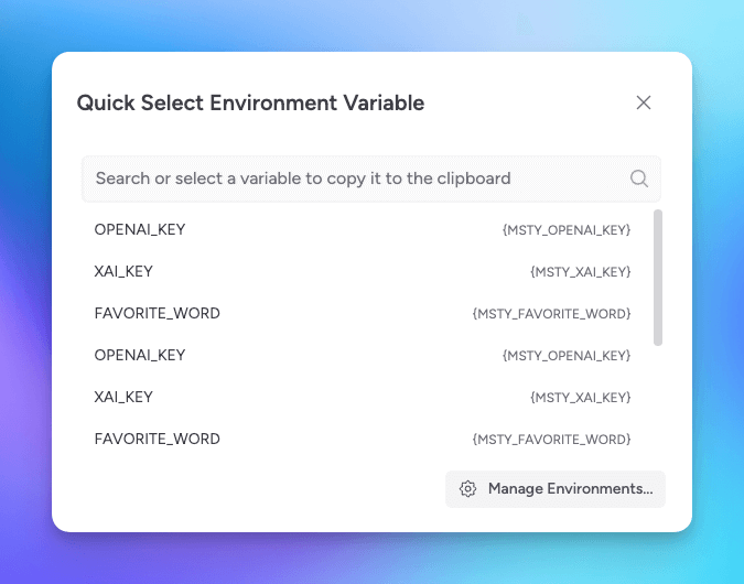 shiftcut env picker